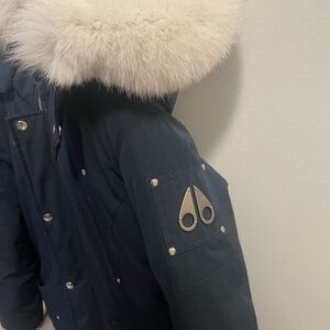 Moose Knuckles Kids Jacket in Navy and White